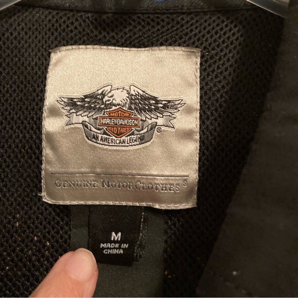 Harley-Davidson Black and Blue Embroidered 115 Anniversary Zip Up Shirt - Picture 7 of 7